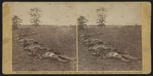 Confederate dead collected for burial (Courtesy of the Library of Congress)
